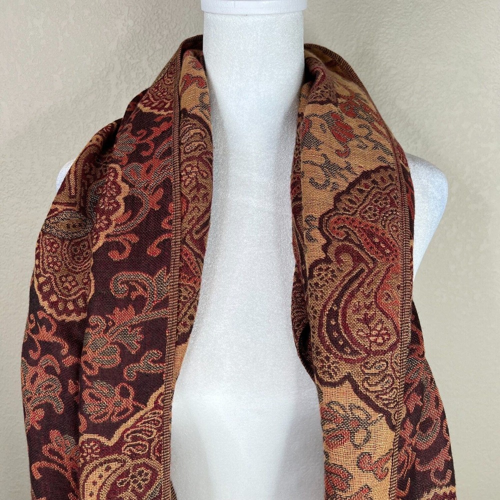 Fashion Outlined Pashmina Paisley Scarf Shawl Wrap Multicolor One Size - Picture 2 of 7